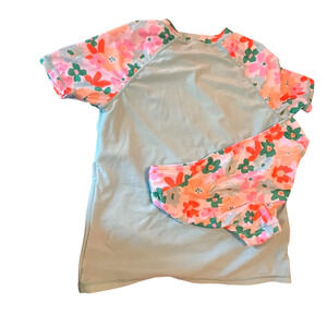 Grls 2 Piece Swimsuit w/ Short Sleeve Rash Guard/bikini bottoms/Wonder Nation-XL